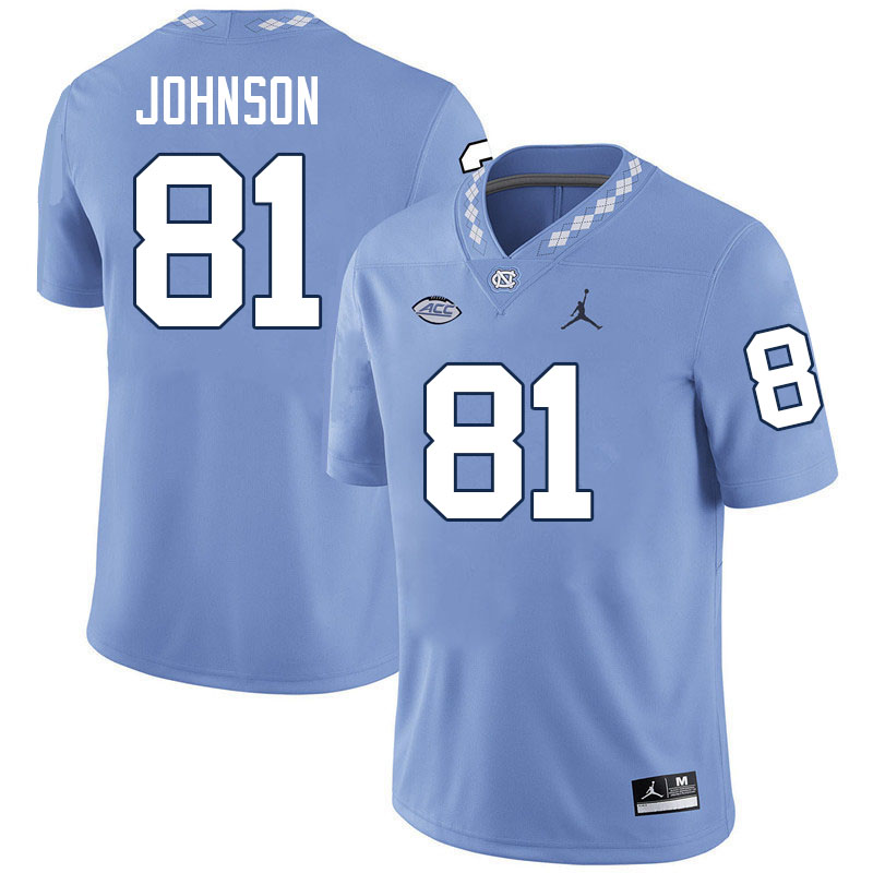 #81 Aziah Johnson North Carolina Tar Heels Jerseys,Apparels,Uniforms Stitched-Carolina Blue #81 Aziah Johnson North Carolina Tar Heels Jerseys,Apparels,Uniforms Stitched-Carolina Blue